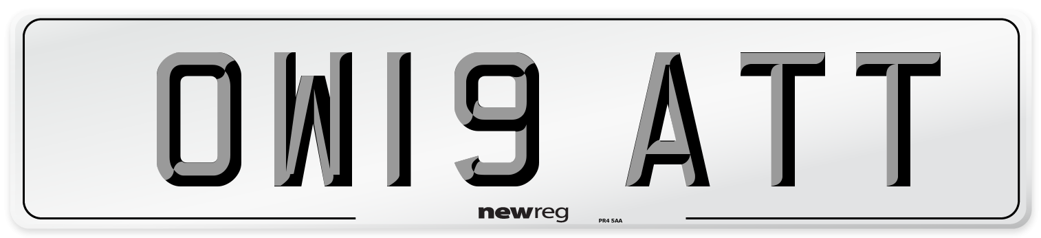 OW19 ATT Number Plate from New Reg